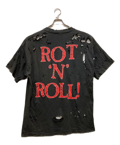 DROPDEAD（ドロップデッド）DROPDEAD (ドロップデッド) クラッシュ加工プリントTシャツ ブラック サイズ:XLの古着・服飾アイテム