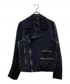 PAUL SMITHポールスミス）の古着「コットンナイロンダブルライダースジャケット」｜ネイビー