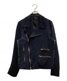 PAUL SMITH（ポールスミス）の古着「コットンナイロンダブルライダースジャケット」｜ネイビー