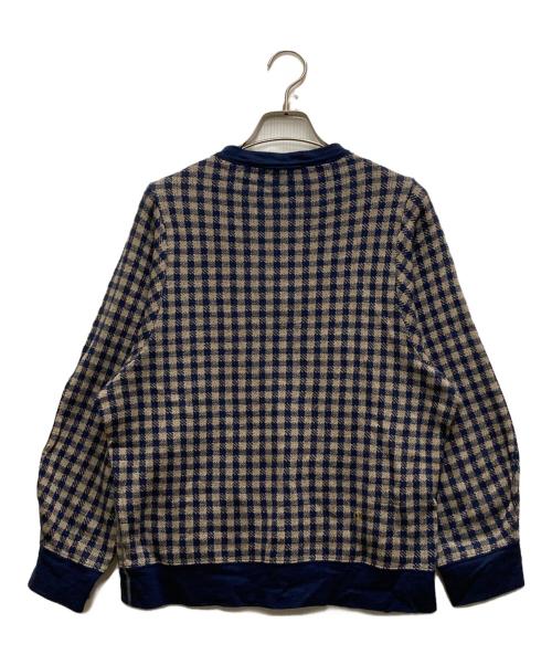 45R（フォーティファイブ・アール）45R (フォーティファイブ・アール) ギンガムジャカードのポロパフ ベージュ×ネイビー サイズ:2の古着・服飾アイテム