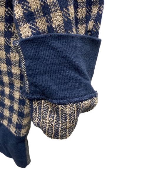 45R（フォーティファイブ・アール）45R (フォーティファイブ・アール) ギンガムジャカードのポロパフ ベージュ×ネイビー サイズ:2の古着・服飾アイテム