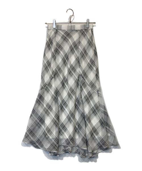 CELFORD（セルフォード）CELFORD (セルフォード) シアーチェックナロースカート CWFS254003 ホワイト サイズ:36の古着・服飾アイテム