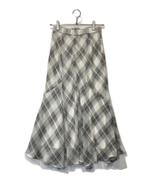 CELFORD（セルフォード）CELFORD (セルフォード) シアーチェックナロースカート CWFS254003 ホワイト サイズ:36の古着・服飾アイテム