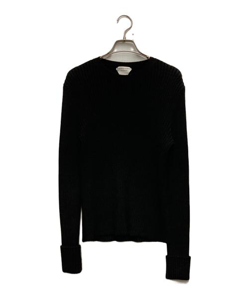 BOTTEGA VENETA（ボッテガベネタ）BOTTEGA VENETA (ボッテガベネタ) リブ編みクルーネックニット ブラック サイズ:Sの古着・服飾アイテム
