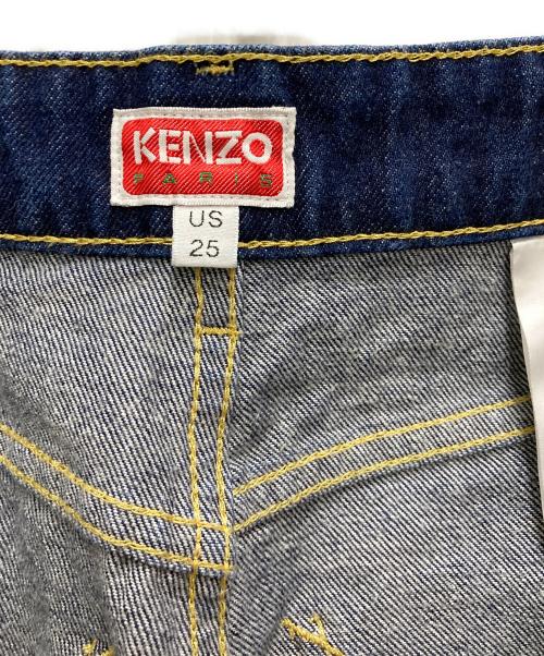 KENZO（ケンゾー）KENZO (ケンゾー) ロゴ レザーパッチ 濃紺デニム インディゴ サイズ:63.5cm (W25)の古着・服飾アイテム