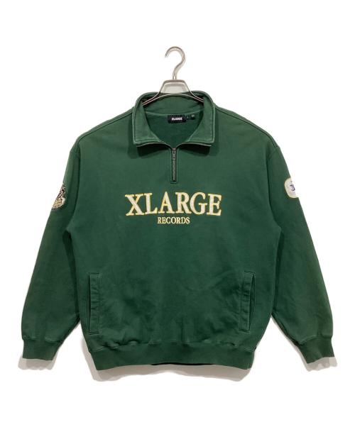 X-LARGE（エクストララージ）X-LARGE (エクストララージ) RECORDS HALF ZIP PULLOVER SWEAT グリーン サイズ:Lの古着・服飾アイテム