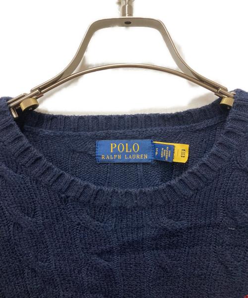 POLO RALPH LAUREN（ポロ・ラルフローレン）POLO RALPH LAUREN (ポロ・ラルフローレン) コットンケーブルニット ネイビー サイズ:Sの古着・服飾アイテム