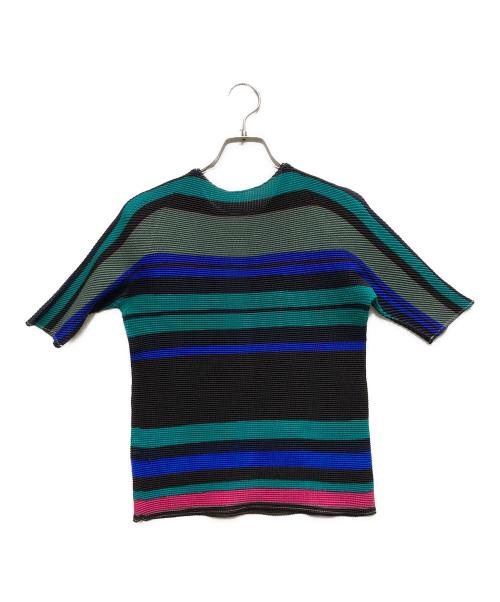 PLEATS PLEASE（プリーツプリーズ）PLEATS PLEASE (プリーツプリーズ) ボーダープリーツカットソー マルチカラー サイズ:3の古着・服飾アイテム
