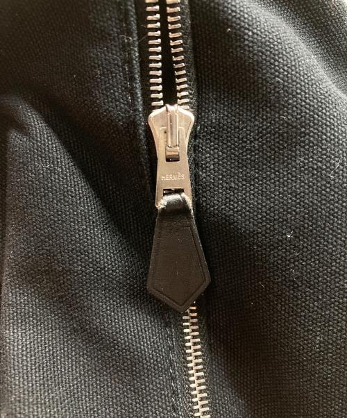HERMES（エルメス）HERMES (エルメス) サクソーMM/キャンバスハンドバッグ グレー×ブラックの古着・服飾アイテム