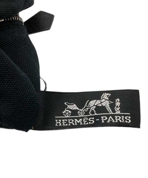 HERMES（エルメス）HERMES (エルメス) サクソーMM/キャンバスハンドバッグ グレー×ブラックの古着・服飾アイテム
