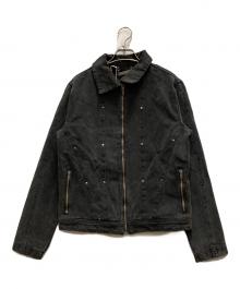Jaded London（ジェイデッドロンドン）の古着「ブラックキャンバススタッズバイカージャケット」｜グレー