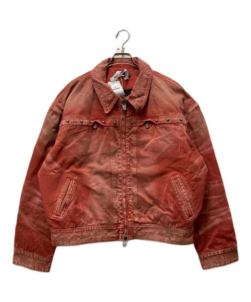 HAS2SONS（ハズツーソンズ）HAS2SONS (ハズツーソンズ) ウォッシュ加工スタッズデニムジャケット レッド サイズ:Lの古着・服飾アイテム