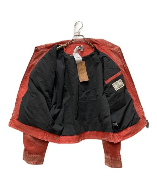 HAS2SONS（ハズツーソンズ）HAS2SONS (ハズツーソンズ) ウォッシュ加工スタッズデニムジャケット レッド サイズ:Lの古着・服飾アイテム
