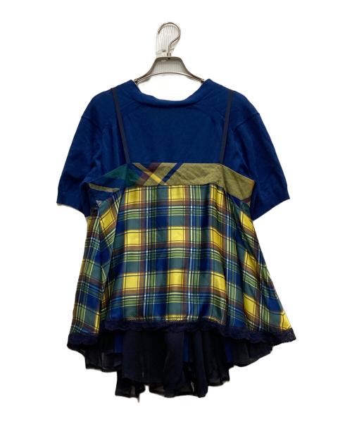 sacai（サカイ）sacai (サカイ) アンサンブル切替ニットブラウス ブルー サイズ:2の古着・服飾アイテム