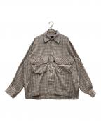 DAIWA PIER39ダイワ ピア39）の古着「TECH SPORTS OPEN COLLAR SHIRT L/S NOVA CHECK」｜ベージュ×ネイビー