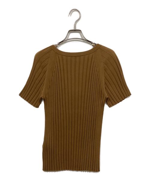 YLEVE（イレーヴ）YLEVE (イレーヴ) コットンハイカウントリブニット半袖プルオーバー ブラウン サイズ:Fの古着・服飾アイテム