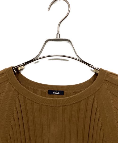 YLEVE（イレーヴ）YLEVE (イレーヴ) コットンハイカウントリブニット半袖プルオーバー ブラウン サイズ:Fの古着・服飾アイテム