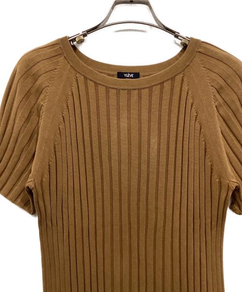 YLEVE（イレーヴ）YLEVE (イレーヴ) コットンハイカウントリブニット半袖プルオーバー ブラウン サイズ:Fの古着・服飾アイテム