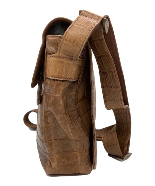 GIORGIO ARMANI（ジョルジョアルマーニ）GIORGIO ARMANI (ジョルジョアルマーニ) クロコ型押しショルダーバッグ ベージュの古着・服飾アイテム