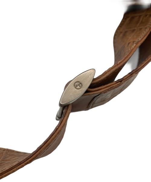 GIORGIO ARMANI（ジョルジョアルマーニ）GIORGIO ARMANI (ジョルジョアルマーニ) クロコ型押しショルダーバッグ ベージュの古着・服飾アイテム