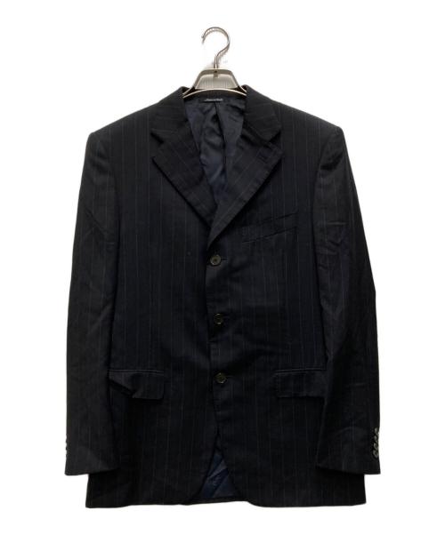Yves Saint Laurent pour homme（イヴサンローラン プールオム）Yves Saint Laurent pour homme (イヴサンローラン プールオム) ストライプテーラードジャケット ネイビー サイズ:48の古着・服飾アイテム