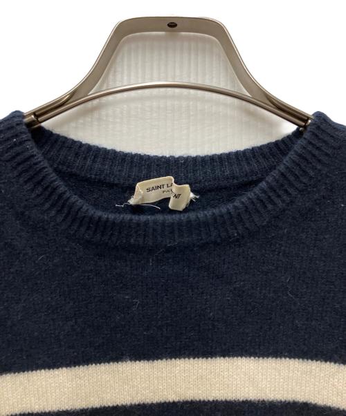 Saint Laurent Paris（サンローランパリ）Saint Laurent Paris (サンローランパリ) カシミヤボーダーニット ネイビー サイズ:Sの古着・服飾アイテム