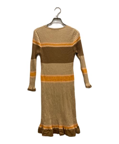 ELISABETTA FRANCHI（エリザベッタフランキ）ELISABETTA FRANCHI (エリザベッタフランキ) リブニットワンピース イエロー サイズ:40の古着・服飾アイテム