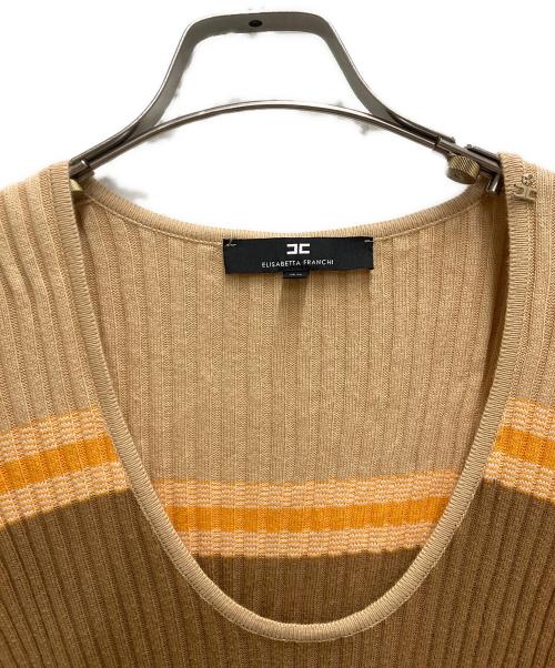 ELISABETTA FRANCHI（エリザベッタフランキ）ELISABETTA FRANCHI (エリザベッタフランキ) リブニットワンピース イエロー サイズ:40の古着・服飾アイテム