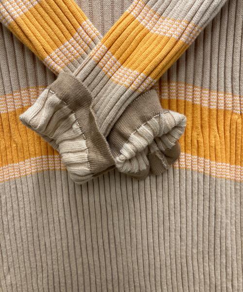 ELISABETTA FRANCHI（エリザベッタフランキ）ELISABETTA FRANCHI (エリザベッタフランキ) リブニットワンピース イエロー サイズ:40の古着・服飾アイテム