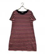 MONCLERモンクレール）の古着「半袖ボーダーワンピース」｜ピンク×グリーン