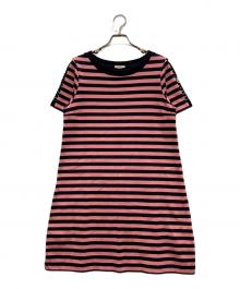 MONCLER（モンクレール）の古着「半袖ボーダーワンピース」｜ピンク×グリーン