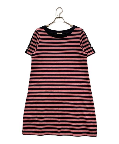 MONCLER（モンクレール）MONCLER (モンクレール) 半袖ボーダーワンピース ピンク×グリーン サイズ:不明の古着・服飾アイテム