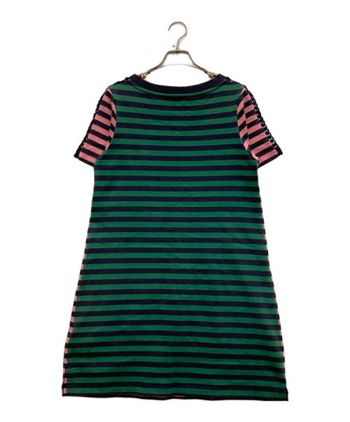 MONCLER（モンクレール）MONCLER (モンクレール) 半袖ボーダーワンピース ピンク×グリーン サイズ:不明の古着・服飾アイテム