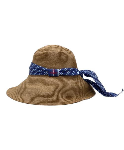 Vivienne Westwood（ヴィヴィアンウエストウッド）Vivienne Westwood (ヴィヴィアンウエストウッド) オーブ刺繍ラフィアハット ベージュの古着・服飾アイテム