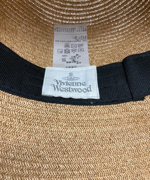 Vivienne Westwood（ヴィヴィアンウエストウッド）Vivienne Westwood (ヴィヴィアンウエストウッド) オーブ刺繍ラフィアハット ベージュの古着・服飾アイテム