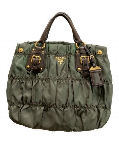 プラダ ギャザー 2way バッグ 中古・古着通販】PRADA (プラダ) ギャザー2WAYバッグ グリーン
