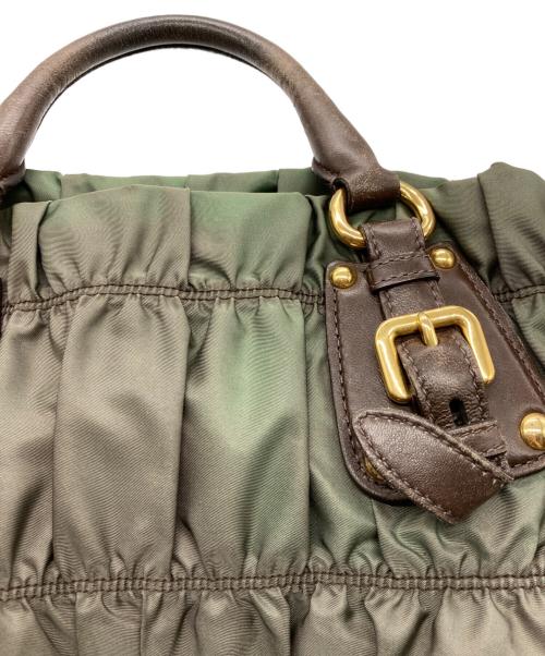 PRADA（プラダ）PRADA (プラダ) ギャザー2WAYバッグ グリーンの古着・服飾アイテム