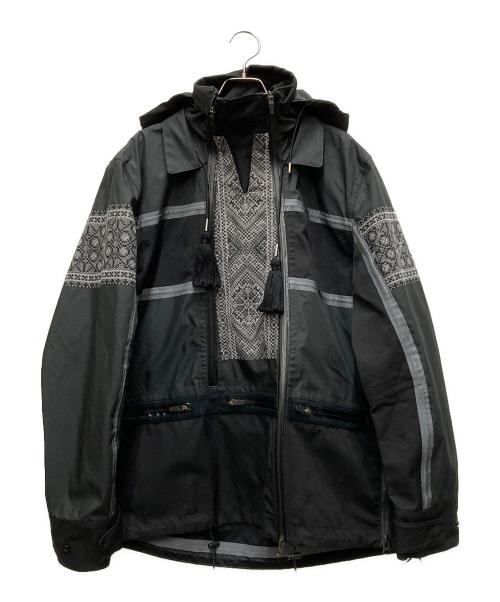sacai（サカイ）sacai (サカイ) Floral Embroidery Mix Blouson Jacket ブラック サイズ:2の古着・服飾アイテム