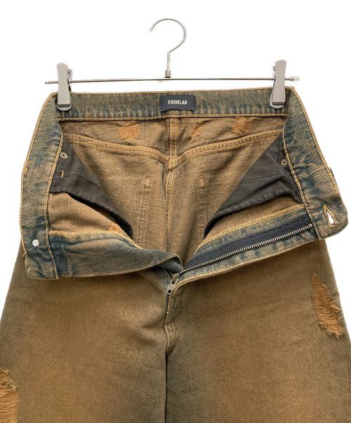 EGONLAB（エゴンラボ）EGONLAB (エゴンラボ) 24AW Destroyed Denim Pants ブラウン サイズ:XSの古着・服飾アイテム