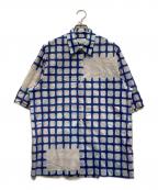 DRIES VAN NOTEN×LEN LYEドリスヴァンノッテン×レン・ライ）の古着「チェック グラフィック半袖シャツ」｜ブルー