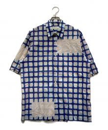 DRIES VAN NOTEN×LEN LYE（ドリスヴァンノッテン×レン・ライ）の古着「チェック グラフィック半袖シャツ」｜ブルー