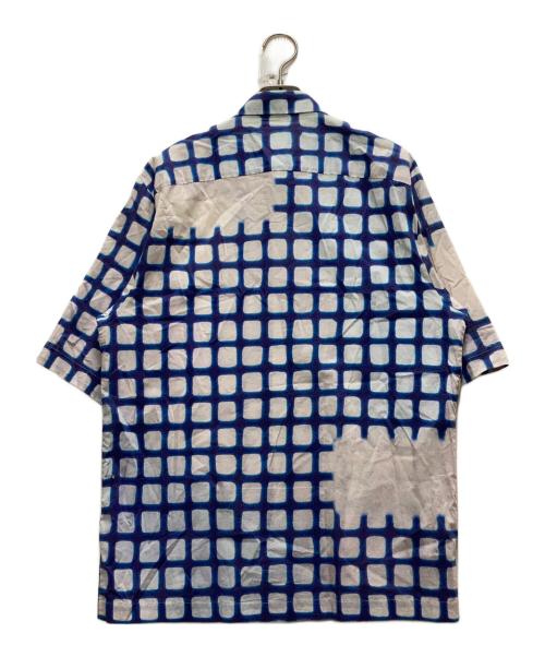 DRIES VAN NOTEN（ドリスヴァンノッテン）DRIES VAN NOTEN (ドリスヴァンノッテン) Len Lye (レン・ライ) チェック グラフィック半袖シャツ ブルー サイズ:50の古着・服飾アイテム
