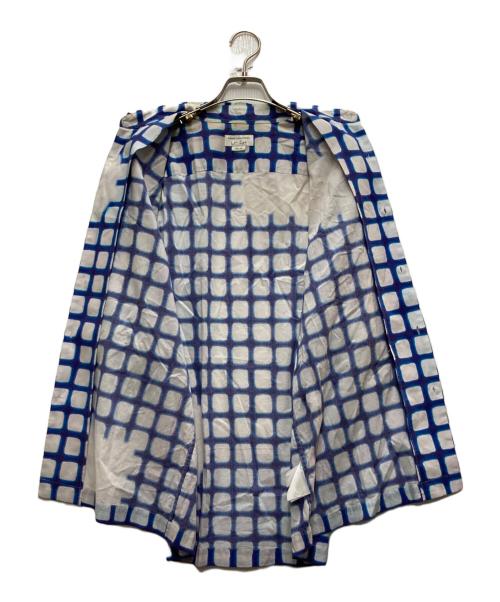 DRIES VAN NOTEN（ドリスヴァンノッテン）DRIES VAN NOTEN (ドリスヴァンノッテン) Len Lye (レン・ライ) チェック グラフィック半袖シャツ ブルー サイズ:50の古着・服飾アイテム