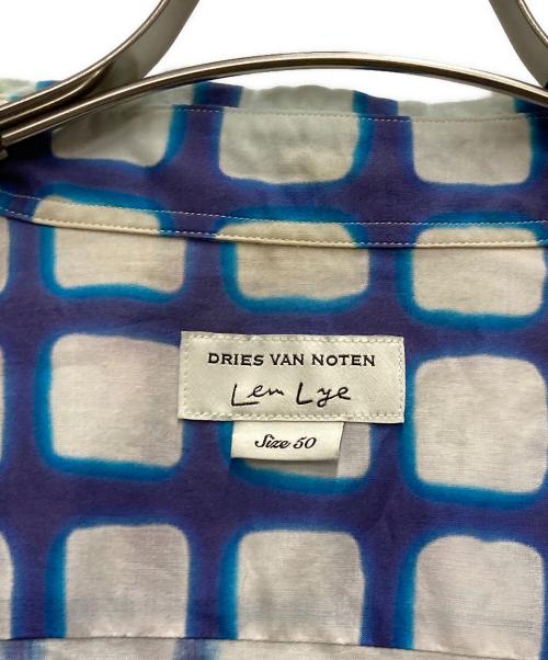 DRIES VAN NOTEN（ドリスヴァンノッテン）DRIES VAN NOTEN (ドリスヴァンノッテン) Len Lye (レン・ライ) チェック グラフィック半袖シャツ ブルー サイズ:50の古着・服飾アイテム