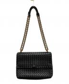 BOTTEGA VENETAボッテガベネタ）の古着「ミラー付イントレチャートショルダーバッグ」｜ブラック