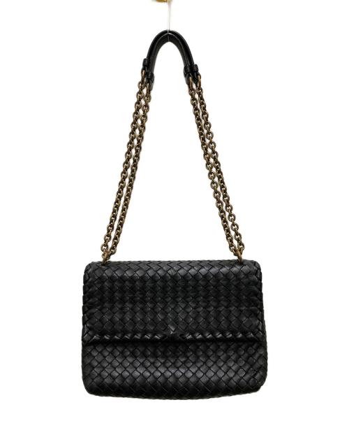 BOTTEGA VENETA（ボッテガベネタ）BOTTEGA VENETA (ボッテガベネタ) ミラー付イントレチャートショルダーバッグ ブラックの古着・服飾アイテム