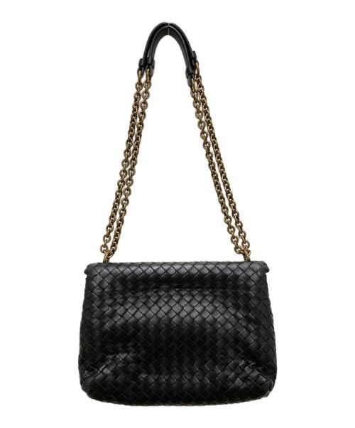 BOTTEGA VENETA（ボッテガベネタ）BOTTEGA VENETA (ボッテガベネタ) ミラー付イントレチャートショルダーバッグ ブラックの古着・服飾アイテム