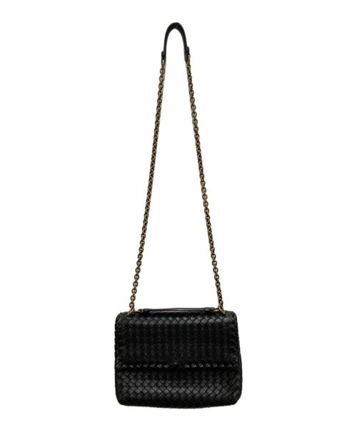 BOTTEGA VENETA（ボッテガベネタ）BOTTEGA VENETA (ボッテガベネタ) ミラー付イントレチャートショルダーバッグ ブラックの古着・服飾アイテム