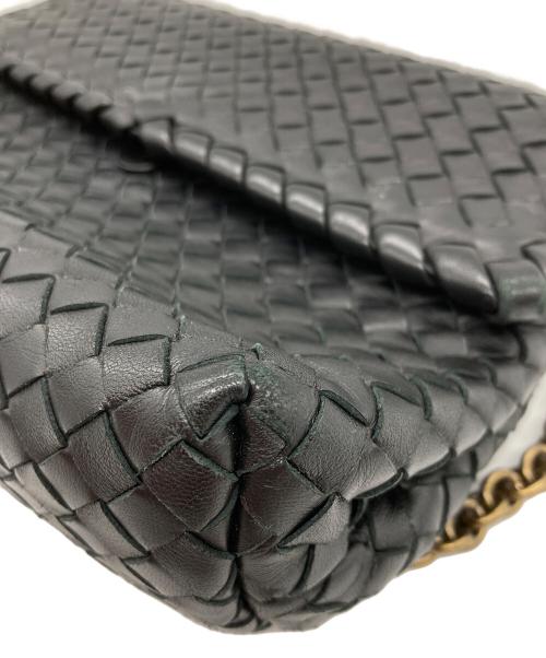 BOTTEGA VENETA（ボッテガベネタ）BOTTEGA VENETA (ボッテガベネタ) ミラー付イントレチャートショルダーバッグ ブラックの古着・服飾アイテム