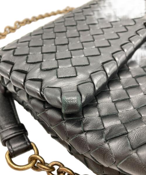 BOTTEGA VENETA（ボッテガベネタ）BOTTEGA VENETA (ボッテガベネタ) ミラー付イントレチャートショルダーバッグ ブラックの古着・服飾アイテム